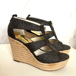 MICHAEL Michael Kors Brown Espadrille Wedges 5.5